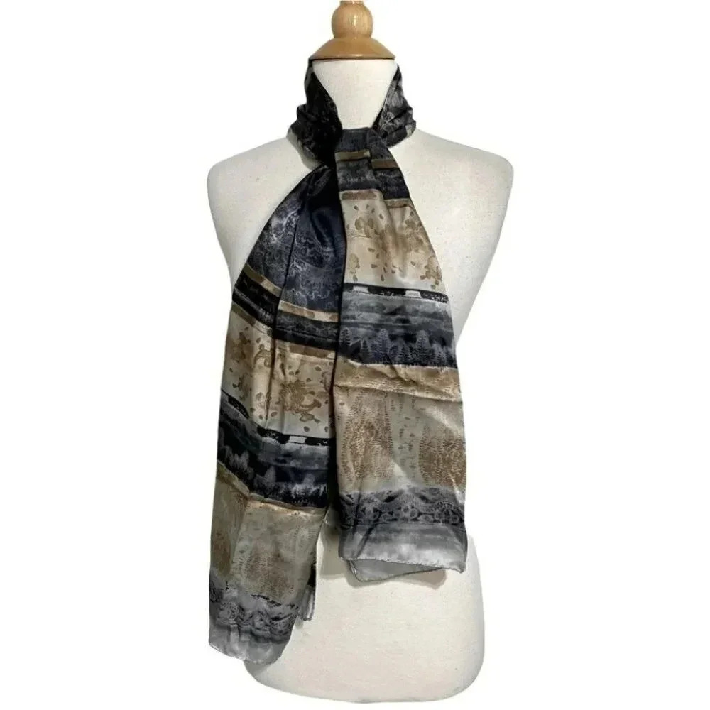 Fattorseta‎ Made in Italy Silk tan/bulk/gray scarf